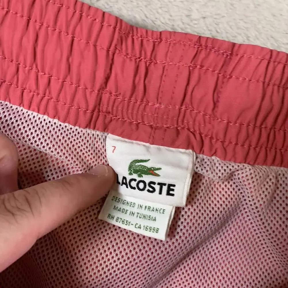 Lacoste Swim Trunks Mens Size 7 Pink Board‎ Shorts Outdoors Swimming Life Guard